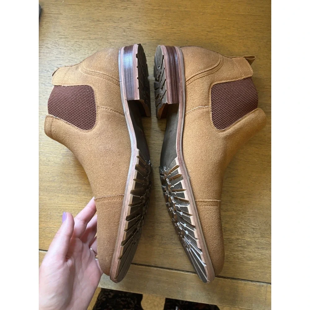 NEW Ferro Aldo Mens Sterling Tan Suede Chelsea Slip On Ankle Boots Size 14